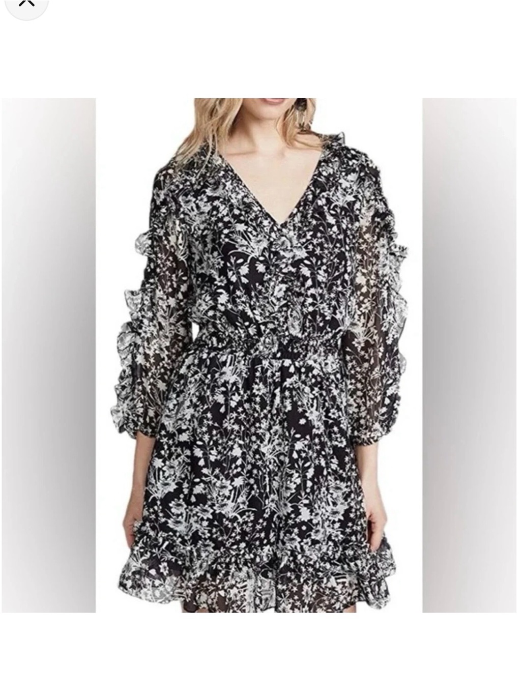 Shoshanna Praiano Floral Ruffle Silk Mini Dress Size 4